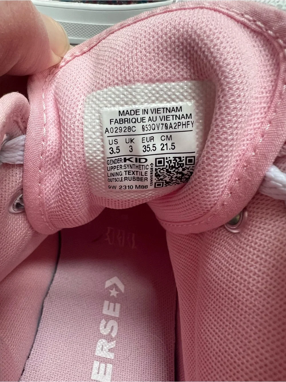 Converse Pink with Star Glitter Confetti High Top Sneakers big girls size 3.5